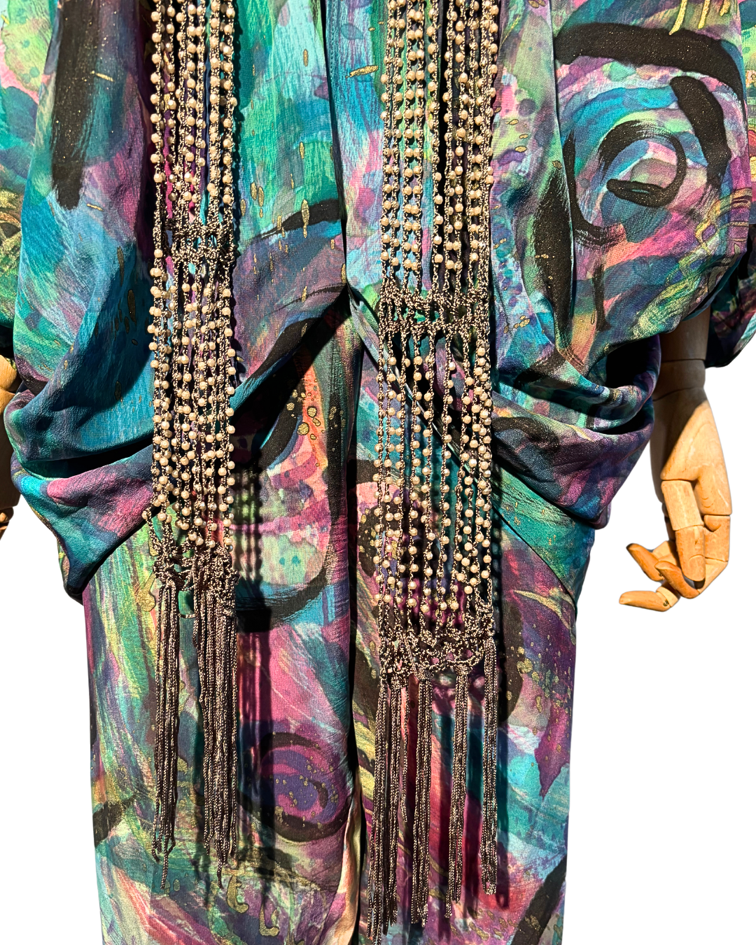SILVER BEADED SCARF/ BELT