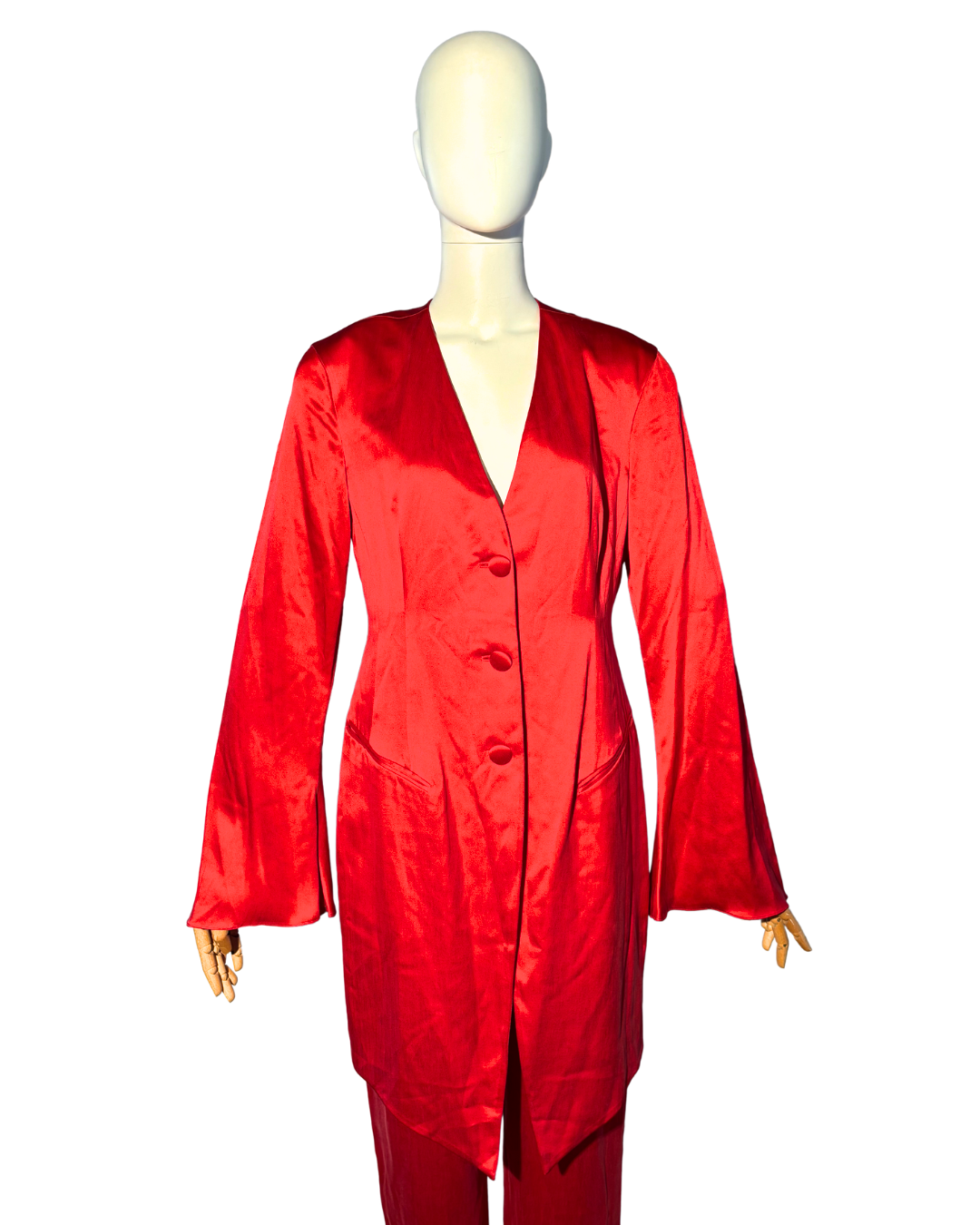 DONNA KAREN RED SILK SUIT SET