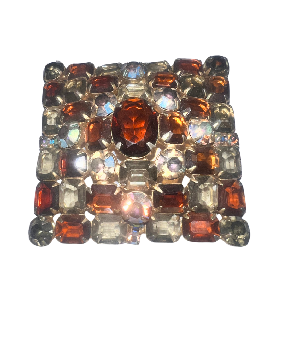1960’s AMBER RHINESTONE BROOCH