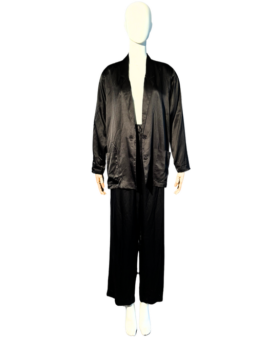 BLACK SILK SUIT SET