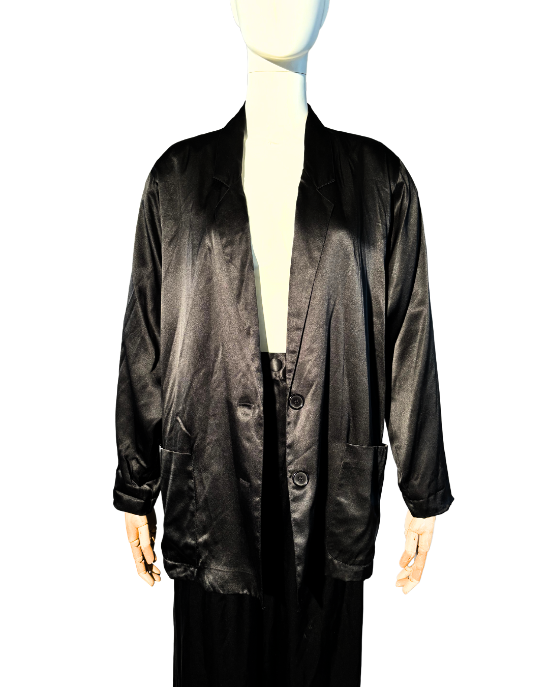BLACK SILK SUIT SET