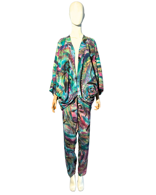 HAND PAINTED SILK PANT SET