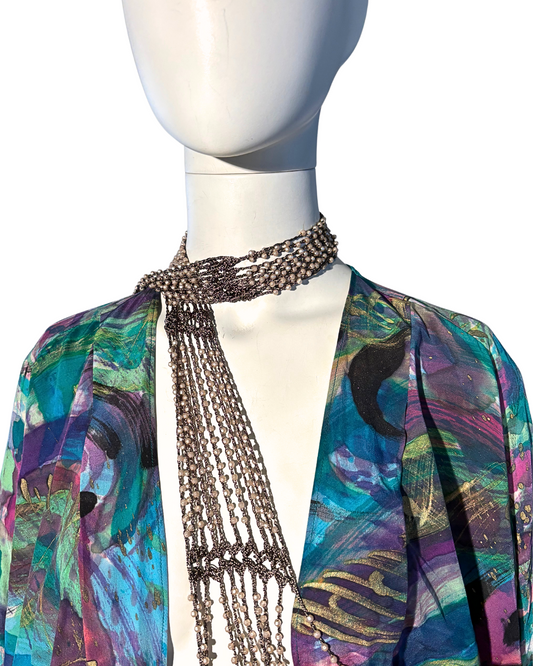 SILVER BEADED SCARF/ BELT