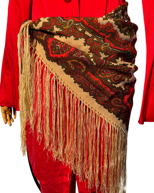 PAISLEY FRINGE SQUARE SCARF