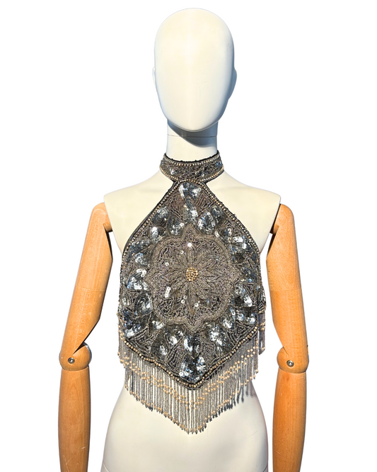 SILVER SEQUIN HALTER